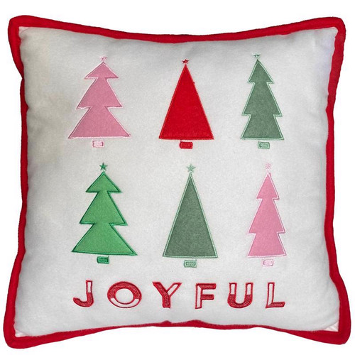 Celebrations - 22F01971RS - Home Multicolored Assorted trees and Joyful Plush Pillow Indoor Christmas Decor 16 in.