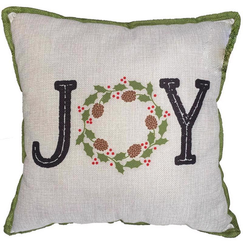 Celebrations - 22F01974RS - Home Multicolored Fireside Joy Wreath Print Pillow Indoor Christmas Decor 16 in.