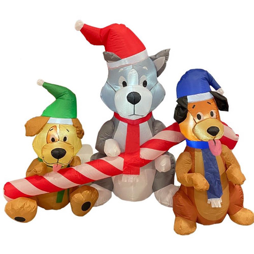Celebrations - MY-22C553 - 5.5 ft. 3 Dogs w/ Candy Cane Inflatable