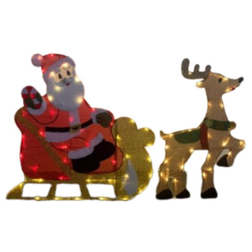 Gemmy - 880700 - Flat-tastic LED 35.433 in. Santa in Sleigh with Deer Yard Decor