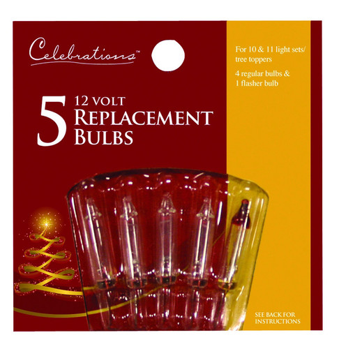 Celebrations - 1145-2-71 - Incandescent Mini Clear 5 ct Replacement Christmas Light Bulbs