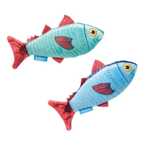 Bark - 706573 - Blue/Red Plush Mike & Mike The Trout Twins Dog Toy 2 pk