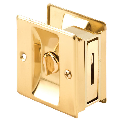 Prime-Line - N 6771 - Polished Brass Gold Solid Brass Pocket Door Privacy Lock 1 pk