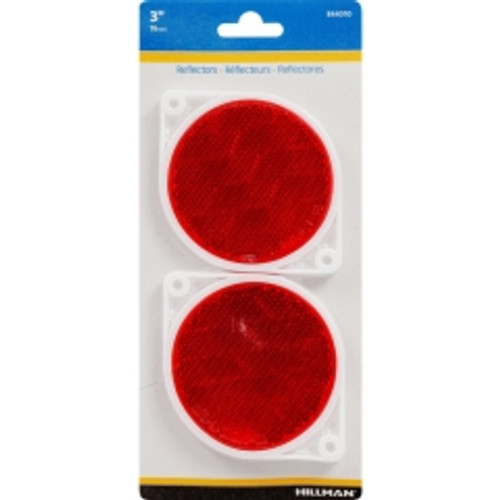 Hillman - 844010 - 3 in. Round Red Reflectors - 2/Pack