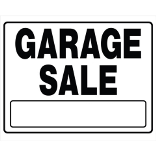 Hillman - 840058 - English White Garage Sale Sign 20 in. H x 24 in. W