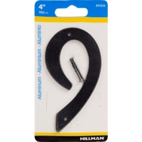 Hillman - 841634 - 4 in. Black Aluminum Nail-On Number 9 1/pc.