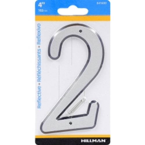 Hillman - 841600 - 4 in. Reflective Silver Plastic Nail-On Number 2 1/pc.