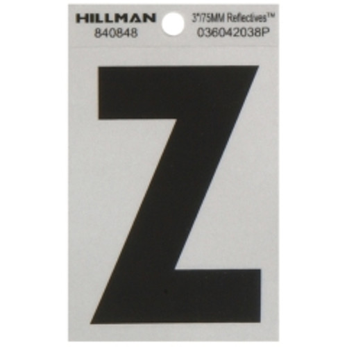 Hillman - 840848 - 3 in. Reflective Black Mylar Self-Adhesive Letter Z 1/pc.