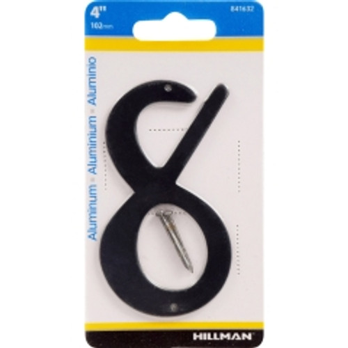 Hillman - 841632 - 4 in. Black Aluminum Nail-On Number 8 1/pc.