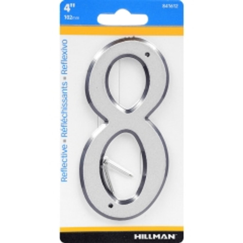 Hillman - 841612 - 4 in. Reflective Silver Plastic Nail-On Number 8 1/pc.