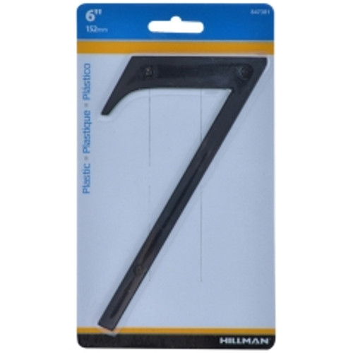 Hillman - 847381 - 6 in. Black Plastic Nail-On Number 7 1/pc.