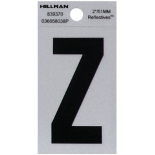 Hillman - 839370 - 2 in. Reflective Black Mylar Self-Adhesive Letter Z 1/pc.