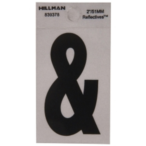 Hillman - 839378 - 2 in. Reflective Black Mylar Self-Adhesive Special Character Ampersand 1/pc.