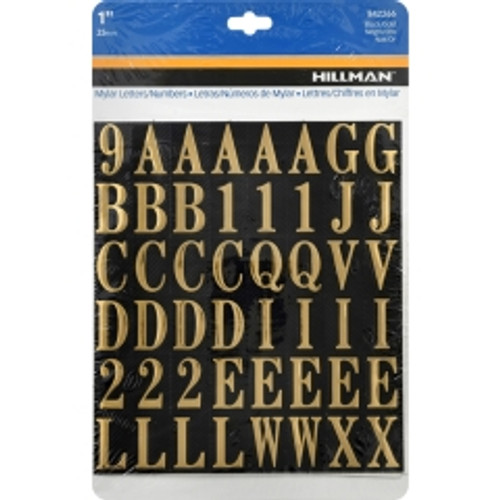 Hillman - 842266 - 1 in. Gold Mylar Self-Adhesive Letter and Number Set 0-9, A-Z 112/pc.