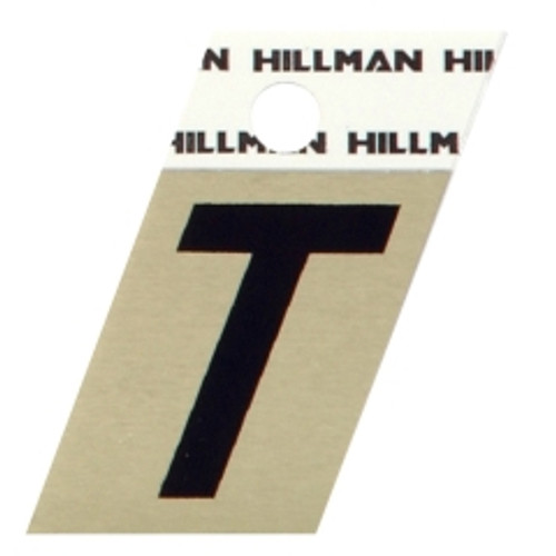 Hillman - 840532 - 1.5 in. Reflective Black Metal Self-Adhesive Letter T 1/pc.