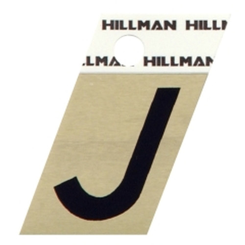 Hillman - 840512 - 1.5 in. Reflective Black Metal Self-Adhesive Letter J 1/pc.