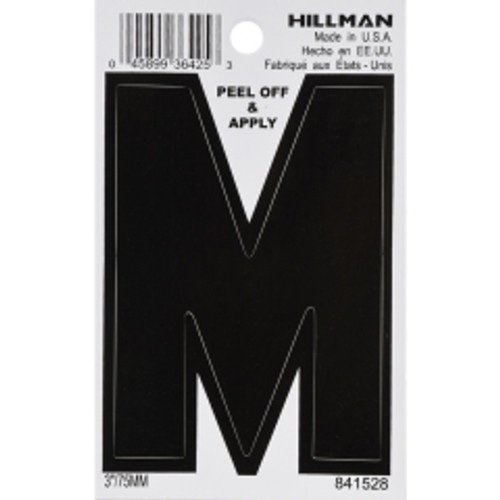 Hillman - 841528 - 3 in. Black Vinyl Self-Adhesive Letter M 1/pc.