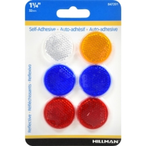 Hillman - 847201 - 1.25 in. Round Assorted Reflectors - 6/Pack