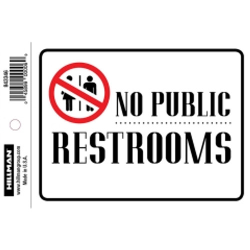 Hillman - 843346 - English White Restroom Decal 4 in. H x 6 in. W