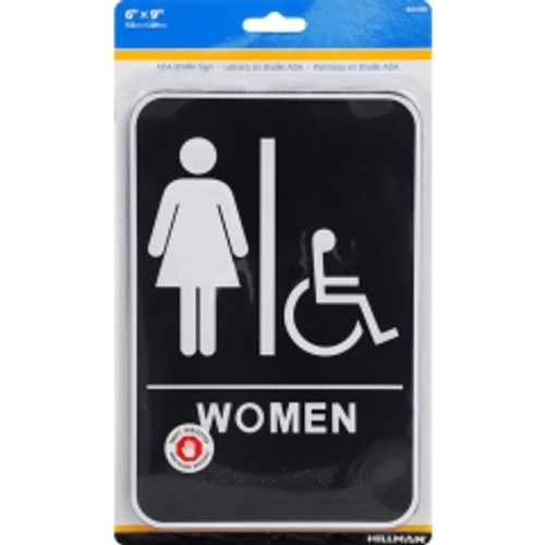 Hillman - 844150 - English Black Restroom Plaque 9 in. H x 6 in. W