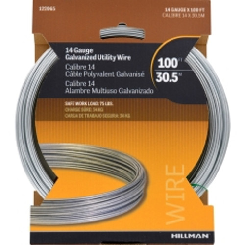 Hillman - 122065 - 0.078 - 0.082 in. Dia. x 100 ft. L Galvanized Steel 14 Ga. Wire