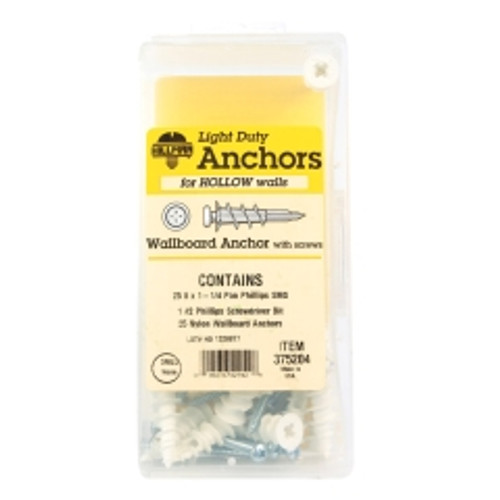 Hillman - 375204 - .164 in. Dia. x 1-1/4 in. L Nylon Pan Head Wallboard Anchor Kit - 1/Pack