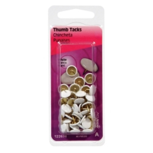 Hillman - 122674 - 0.375 in. L White Steel Thumb Tacks - 40/Pack