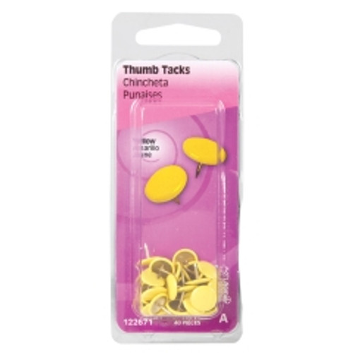 Hillman - 122671 - 0.375 in. L Yellow Steel Thumb Tacks - 40/Pack