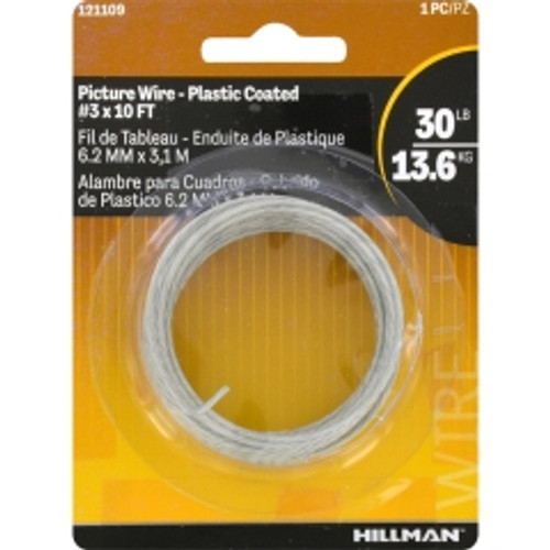 Hillman - 121109 - Plastic Coated Silver Picture Wire 30 lb. - 1/Pack