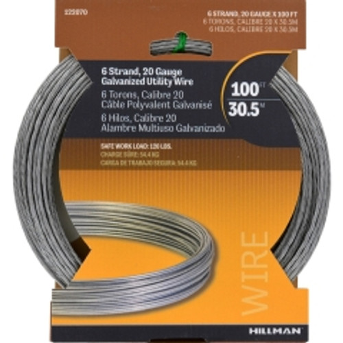 Hillman - 122070 - 0.096 - 0.099 in. Dia. x 100 ft. L Galvanized Steel 20 Ga. Wire