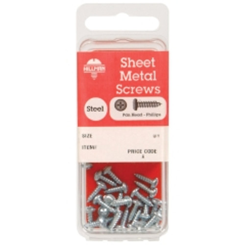 Hillman - 5451 - No. 8 x 3/4 in. L Phillips Pan Head Zinc-Plated Steel Sheet Metal Screws 16 - 1/Pack