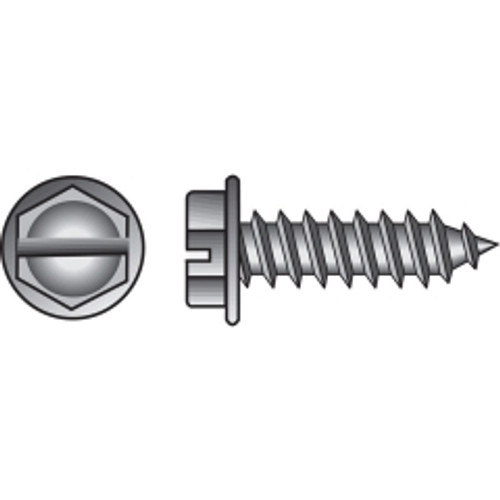 Hillman - 70280 - No. 8 x 1 in. L Slotted Hex Washer Head Zinc-Plated Steel Sheet Metal Screws 100 - 1/Pack