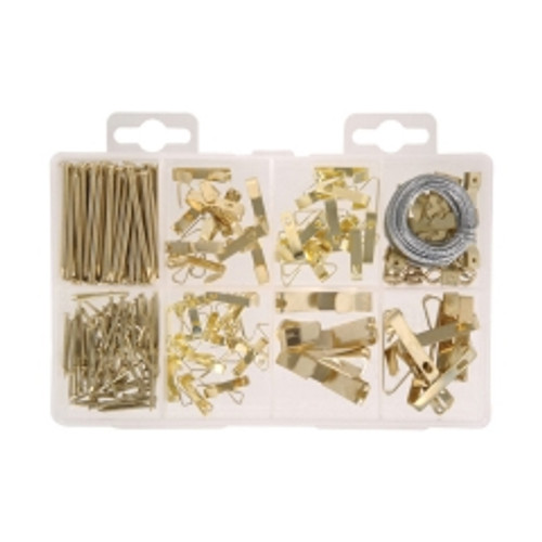 Hillman - 130251 - Brass-Plated Silver Assorted Picture Hanging Set 50 lb. - 2/Pack
