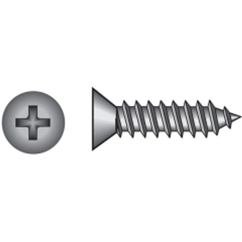 Hillman - 80159 - No. 6 x 1/2 in. L Phillips Flat Head Zinc-Plated Steel Sheet Metal Screws 100 - 1/Pack