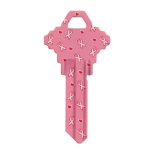 Hillman - 87517 - Breast Cancer Awareness Pink Breast Cancer Ribbon House/Office Universal Key Blank Single sided