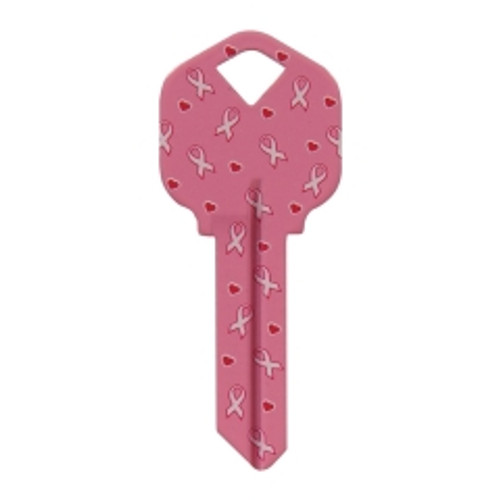 Hillman - 87514 - Breast Cancer Awareness Pink Breast Cancer Ribbon House/Office Universal Key Blank Single sided