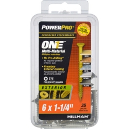 Hillman - 116783 - Power Pro One No. 6 x 1-1/4 in. L Star Flat Head Multi-Material Screw - 35/Pack