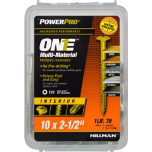 Hillman - 116966 - Power Pro One No. 10 x 2-1/2 in. L Star Wafer Head Multi-Material Screw 1 lb. - 70/Pack