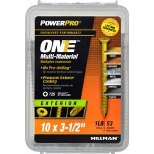 Hillman - 116848 - Power Pro One No. 10 x 3-1/2 in. L Star Flat Head Multi-Material Screw 1 lb. - 53/Pack