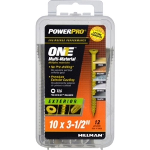 Hillman - 116805 - Power Pro One No. 10 x 3-1/2 in. L Star Flat Head Multi-Material Screw - 12/Pack