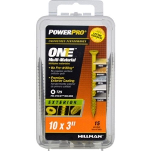 Hillman - 116804 - Power Pro One No. 10 x 3 in. L Star Flat Head Multi-Material Screw - 15/Pack