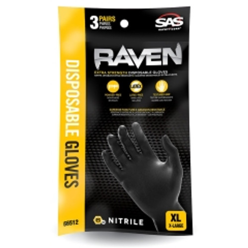 SAS Safety - 66511 - Raven Nitrile Disposable Glove (Powder-Free) - Large