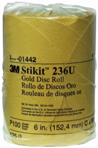 3M - 01442 - Stikit Gold Disc Roll, 6 in, P100A, 125 discs per roll - 60010021297