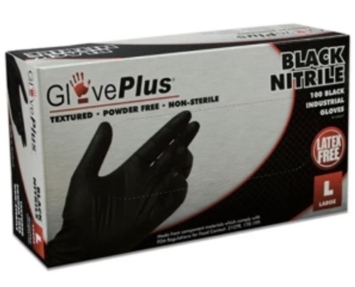 AMMEX - GPNB44100 - GlovePlus Black Nitrile Gloves, 6 Mil - Medium - 100/Pack