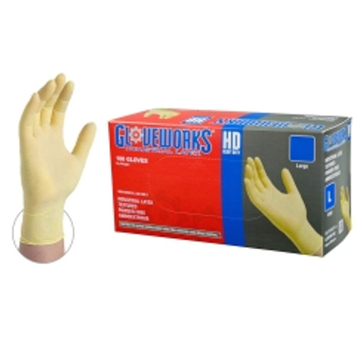 AMMEX - ILHD46100 - GloveWorks HD Powder Free Textured Latex - Large - 100/Pack