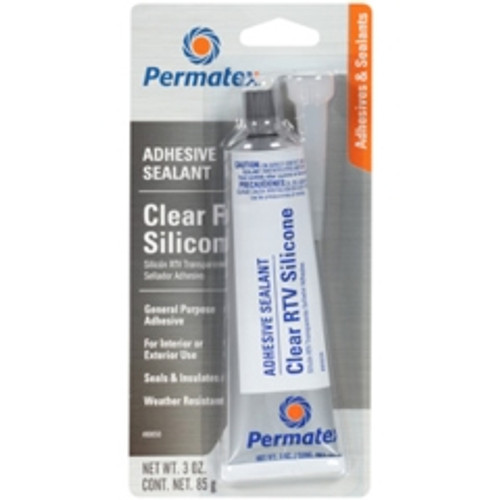 Permatex - 80050 - Clear RTV Silicone Adhesive Sealant, 3 oz. tube