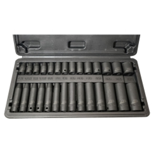 ATD - 2228 - 28-Pc. 1/4 Drive 6 Point Metric Standard & Deep Impact Socket Set