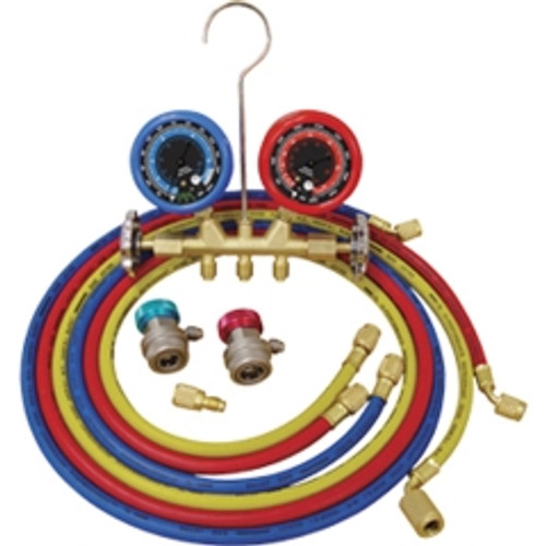 ATD - 3694 - R12/R134a Deluxe Dual Brass A/C Manifold Gauge Set