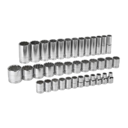 GearWrench - 80730 - 37 pc. Metric 12 Pt. Standard & Deep Socket Set,  Dr.