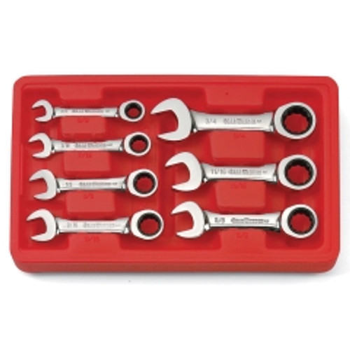 GearWrench - 9507D - 7 pc. SAE Stubby Combination Ratcheting GearWrench Set